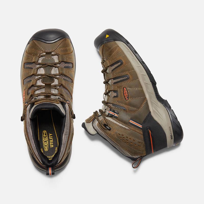 Keen Flint II Soft Toe Arbeitsschuhe Herren DE-32074 Cascade Brown/Burnt Ochre - Keen Herrenschuhe B